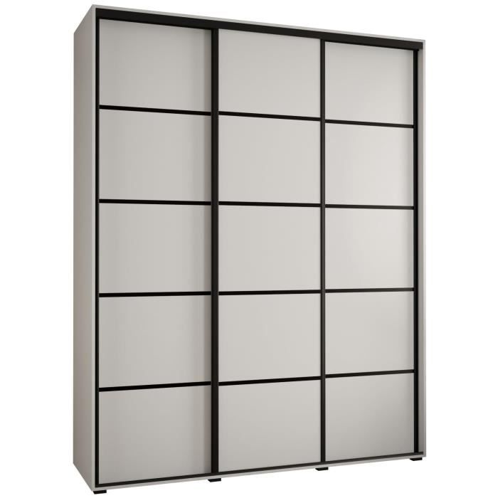 Grande Armoire 4 Portes 2 Tiroirs 235x90x50.5 Cm - Rangement Multifonction Avec Portemanteau Et 6 Étagères