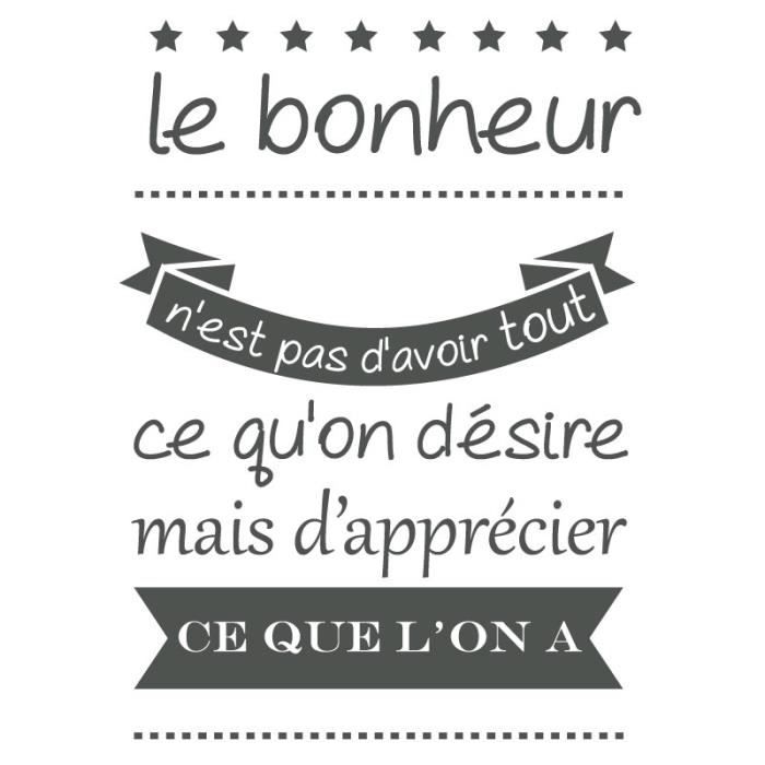 Sticker Texte Citation Maison Le Bonheur 580x800 Mm Adhesif Brillant Gris Fonce Cdiscount Maison