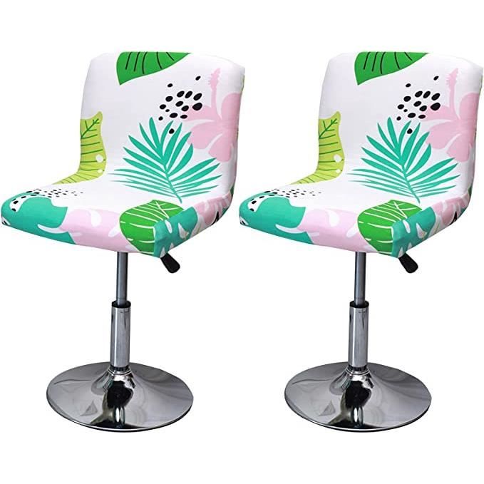 Lot De 4 Housse De Tabouret De Bar Imprimée Avec Dossier Incurvé - Scandinave, Lavable, Extensible Pour Chaise Haute Avec Accoudoirs