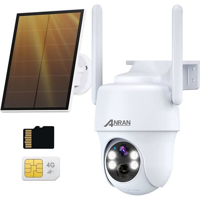 ANRAN 3G/4G LTE Caméra Extérieure+Panneau Solaire, 2K Camera