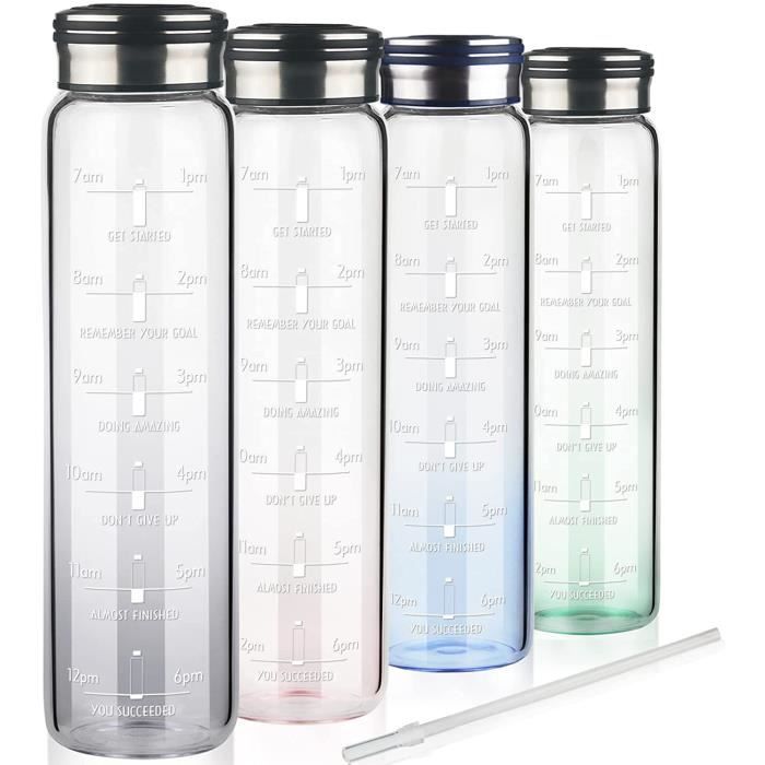 Gourde En Verre DEARRAY 600ml Avec Paille - Verre Borosilicaté Sans BPA - Pour Enfants, École, Sport