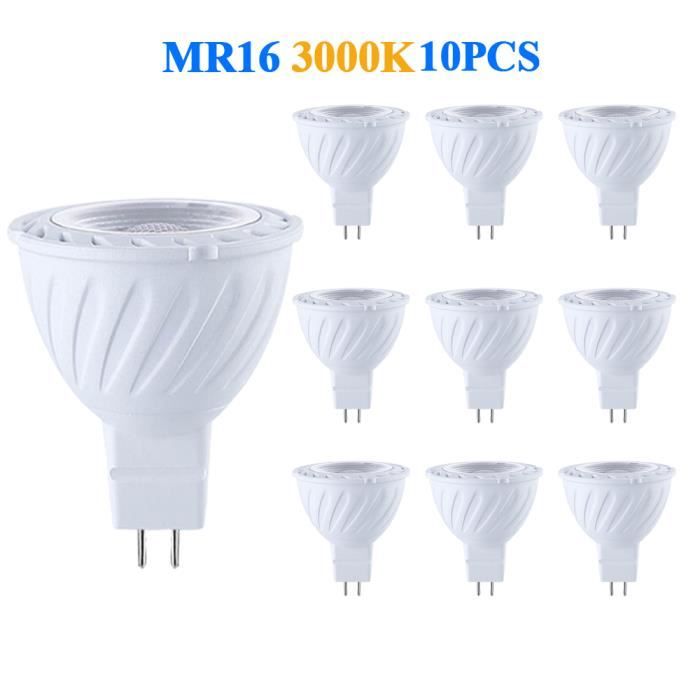 Ampoule LED GU5.3, MR16 LED 12V 5W Equivalent à 50W Lampe Halogène Blanc  Chaud 3000K, Ampoules LED Spot Non Dimmable, Lot de [6] - Cdiscount Maison