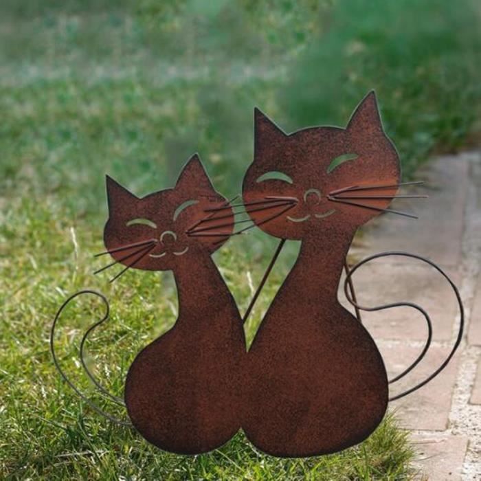Décoration de jardin pour chat rouillé - 41 cm - Fer - Marron - Cdiscount  Jardin