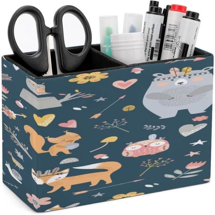 NONHAI Support De Télécommande En Cuir Avec 5 Compartiments, Support De Télécommande TV, Boîte De Rangement Pour Table De Chevet, Organiseur De Table De Chevet