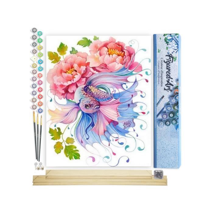 Grebesty Peinture Par Numéros – Oiseaux Et Fleurs 40x50 Cm – Kit Adulte Enfant – Sans Cadre – Toile Et Pinceaux Inclus