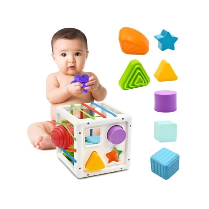 Jouet Bebe Enfant 1 2 Ans en Forme de Cube pour La Motricité Fine et éveil Précoce Jouet Sensoriels Cadeau Naissance pour Garcon