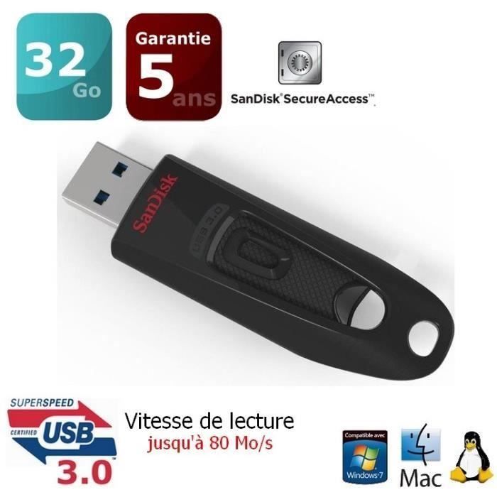SanDisk Ultra 32 Go Clé USB 3.0 - Cdiscount Informatique