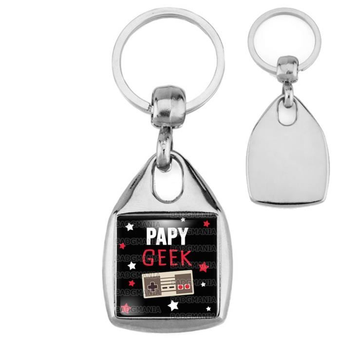 Porte Cles Carre Acier Papy Geek Humour Idee Cadeau Homme Grands Parents Anniversaire Fete Cdiscount Bagagerie Maroquinerie