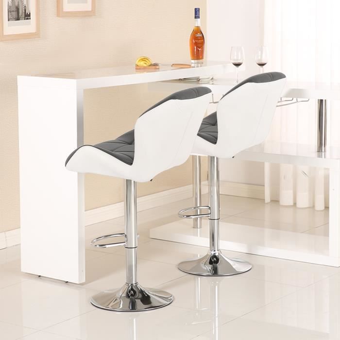 JaHECOME Lot de 2 Tabourets de Bar avec Dossier, Accoudoirs et Repose-Pieds, Chaises de Bar Roubourés en Similicuir, Pieds en Métal Chaises pour Salon, Bistrots(Ensemble 2,Gris