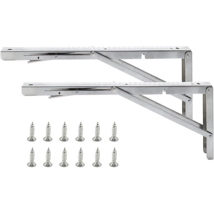 2 Pièces Support d' Étagères Pliable, 300mm Support Console Pliable En