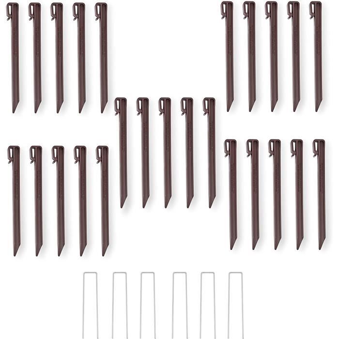 Lot De 30 Piquets De Jardin En Plastique Robuste 25,4 Cm - Marron Pour Bordures Et Tentes