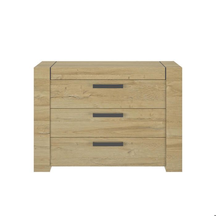 Commode 3 tiroirs - GAMI - SOFIA - Laqué - Bois - Marron clair Commode 3 tiroirs - GAMI - SOFIA - Laqué - Bois - Marron clair