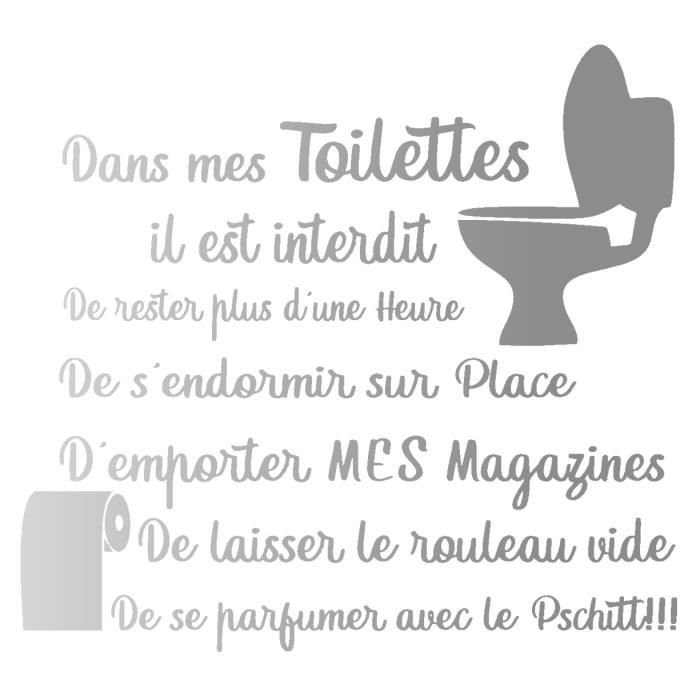 Stickers Toilettes Lettrage Humour Citation Argent 400x430 Mm Cdiscount Maison