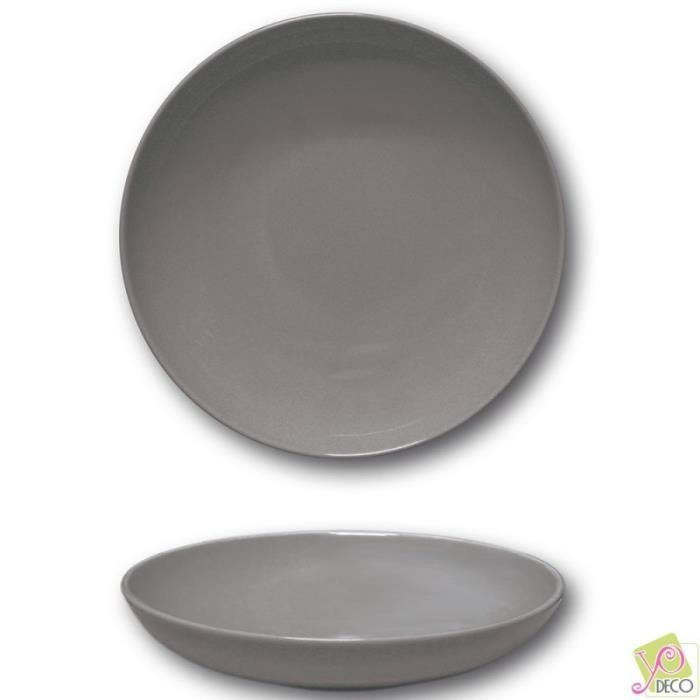 Assiette creuse porcelaine Gris - D 22 cm - Siviglia