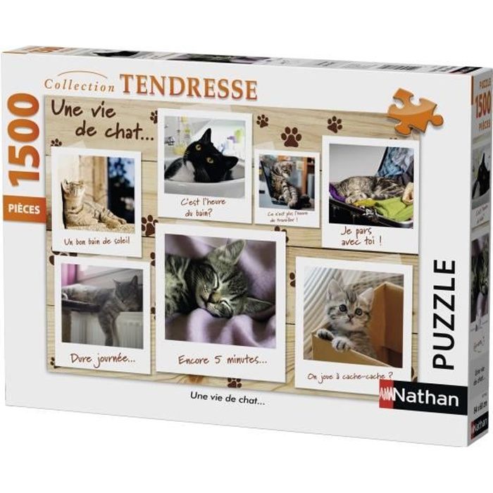 Puzzle 1500 pièces - Nathan - Une vie de chat - Animaux - Mixte - Intérieur