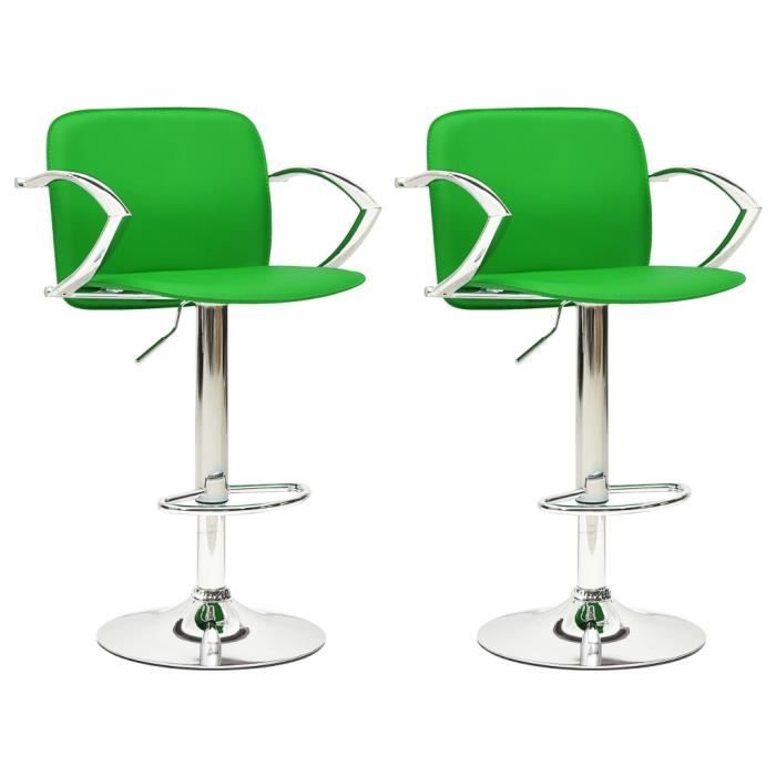 663NEW HOME Lot de 2 tabourets de Bar - Raffinée - Chaises de Cuisine Chaises Haute Vert Cuir artificielVert