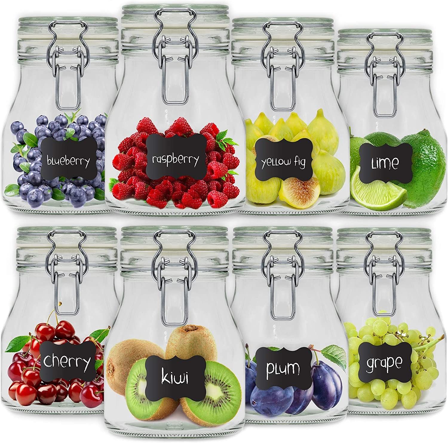 Creative Home Lot de 8 Bocaux en Verre 750ml Bocal en Verre avec