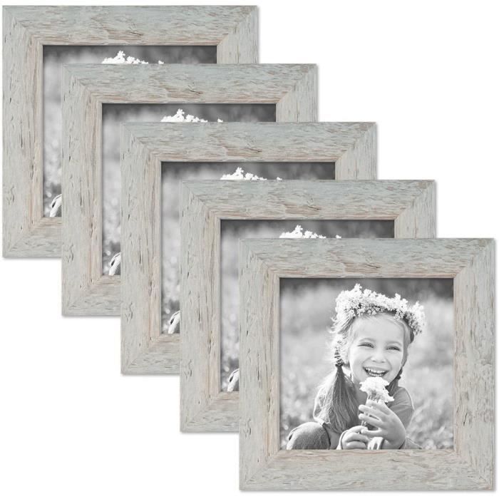 Cadre Photo Enfant 15x15cm Carré - Bois Vert Veiné - Made In Germany