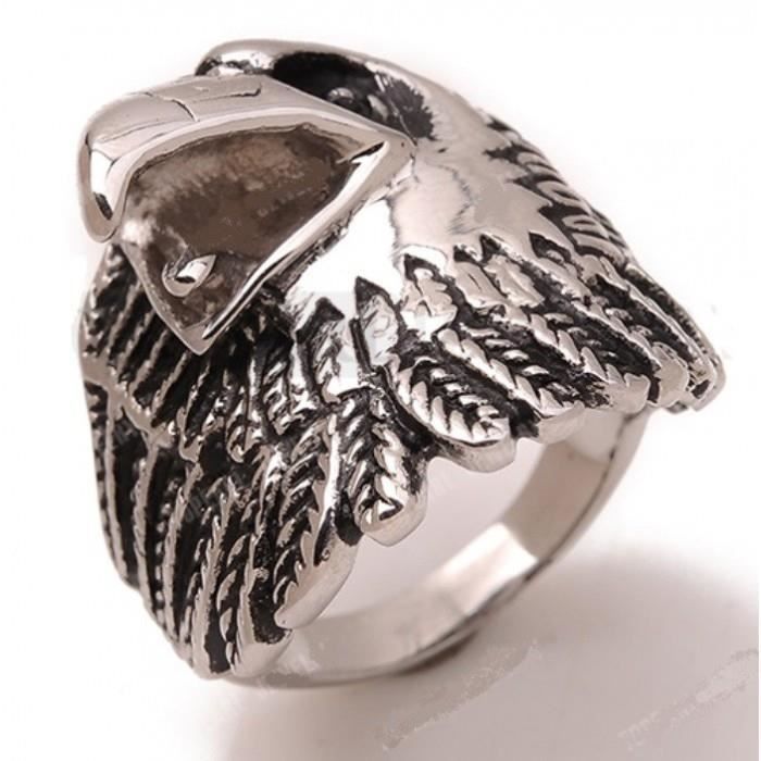  Bague - Inox - T&ecirc;te dAigle - 13 US - Chevali&egrave;re Homme - R&eacute;sistante et Durable 