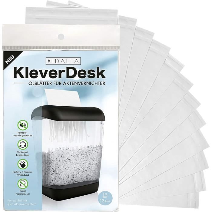 Lot De 12 Feuilles Lubrifiantes Pour Destructeur De Documents - Affûtage Et Lubrification, Compatible Tous Modèles