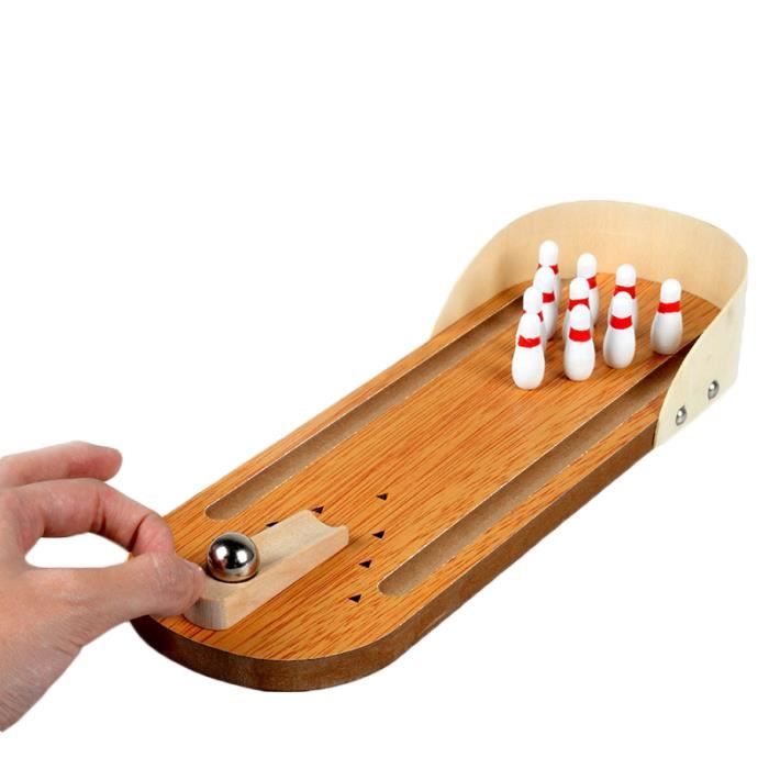 jeu de bowling pour adultes et enfants Nicololfle Bowling de table en bois jouet éducatif jeux de table pour adultes mini table de bowling jouet en bois 