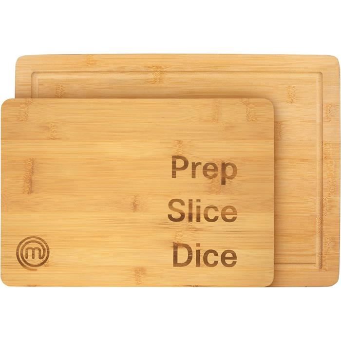 MasterChef Lot De 2 Planches à Découper Bois Bambou - Grandes Dimensions Avec Rainure à Jus