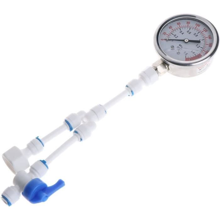 Manomètre Pression Eau 230PSI/1.6MPa Avec Adaptateurs Et Ruban - Pour Piscine Et Hydraulique