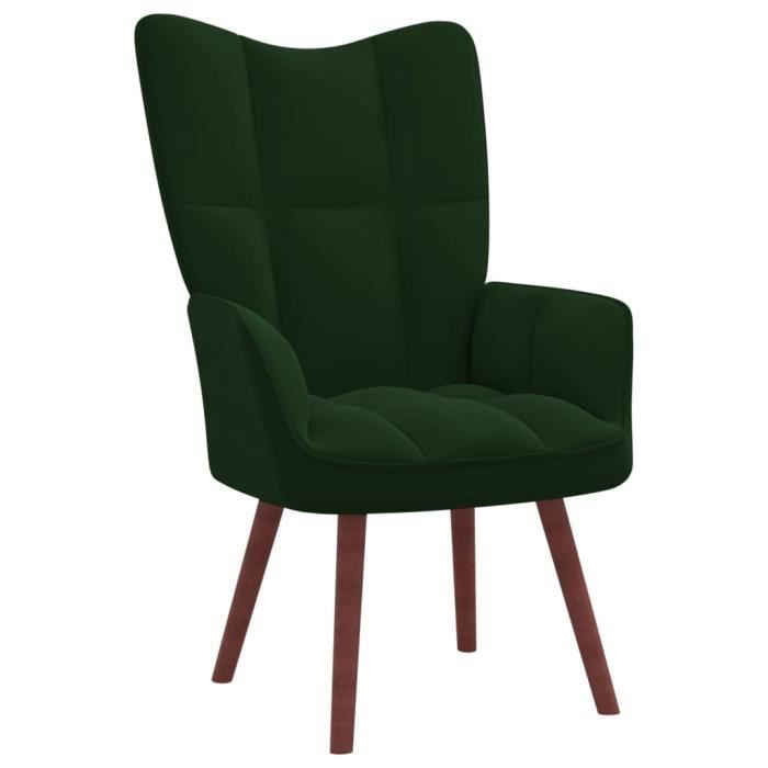 6045®JILI Vert MODE Fauteuil relaxation - Contemporain Fauteuil Scandinave Salon Vert foncé Velours