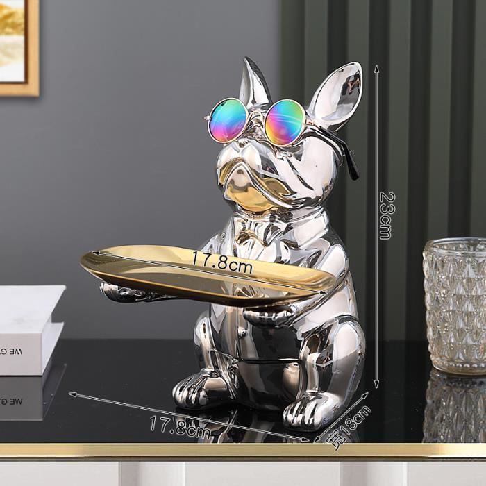 Sculpture Réaliste Bouledogue Français Chiot Couché En Résine - Décoration Jardin Extérieure Fawn 21 Cm