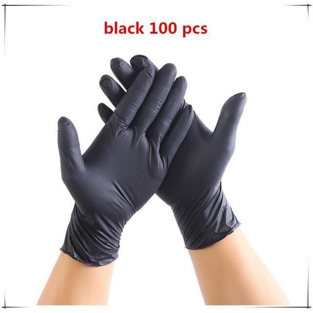 Taille L - Noir 100 pcs - Gants en Latex à usage unique, 100 pièces,  universels, jetables, pour la cuisine, l