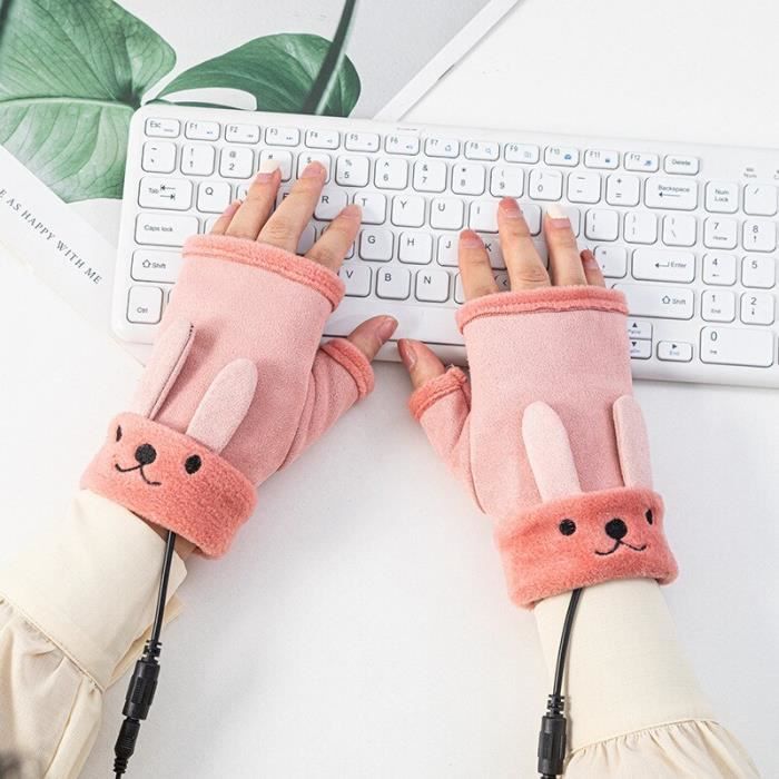 Chauffe-Mains/Gants Chauffants Rechargeables USB - Pliable, Chauffage Rapide, Gris Clair - Cadeau Hiver