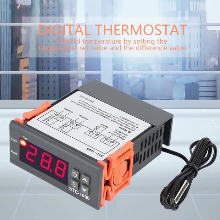 thermostat numérique polyvalent 12 V 10 A avec sonde NTC pour trappe de fermentation Aideepen STC-1000 Contrôleur de température chauffage et refroidissement 