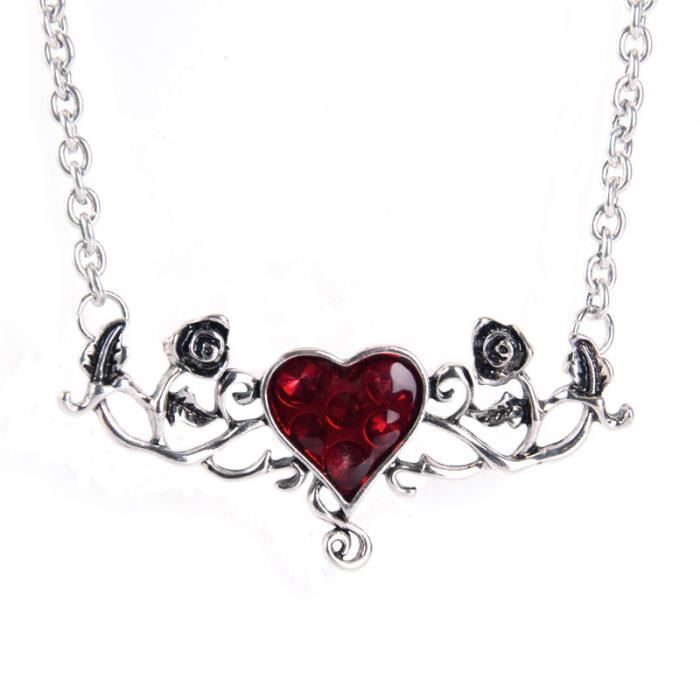 Collier Ras Du Cou Gothique En Forme De Cœur – Style Punk, Rose, Pour Fille | Bijou Cosplay, Accessoire