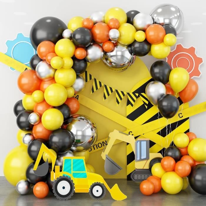 Kit Déco Anniversaire Course Auto – 166 Pièces, Guirlande De Ballons, Bleu Poussière/noir