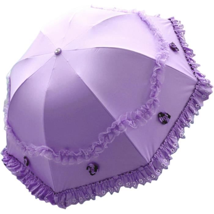 ISAKEN Parapluie De Soleil En Dentelle Vintage - Parapluie Pliant Princesse Gothique Pour Mariage, Pluie, Neige Et Soleil