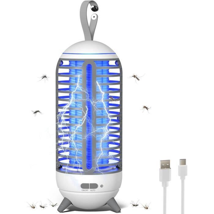 Lampe Anti-Moustique UV Rechargeable USB - 2 En 1 Avec Éclairage LED - Couvre 120m² - Intérieur/Extérieur