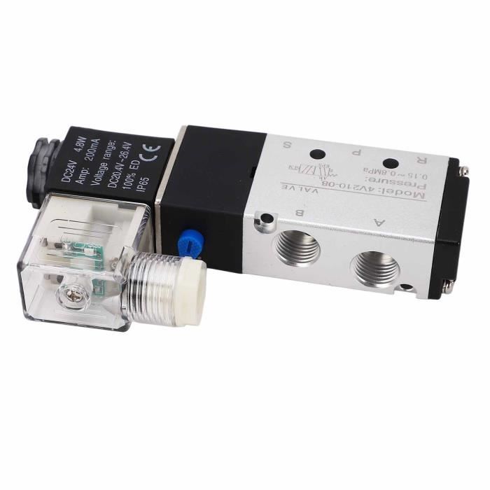 Électrovanne Directionnelle 4 Voies 1/8" - 24V DC - Pour Vérin Pneumatique - Marque WIC Valve