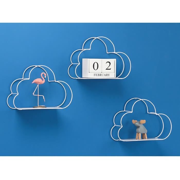 Étagère Murale Nuage Blanc - Déco Chambre Enfant Ou Salon - En Bois, 34,7 X 23 Cm - Porte Livres, Jouets, Plantes - Style Doux Et Moderne
