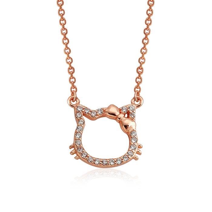 Coliier Avec Motif De Chat Argent 925 Et Zircon Cubique Blanc Femme Eternels Bijoux By Lili Achat Vente Sautoir Et Collier Collier Argent 925 Et Zirc Fille Adulte Argent Rose