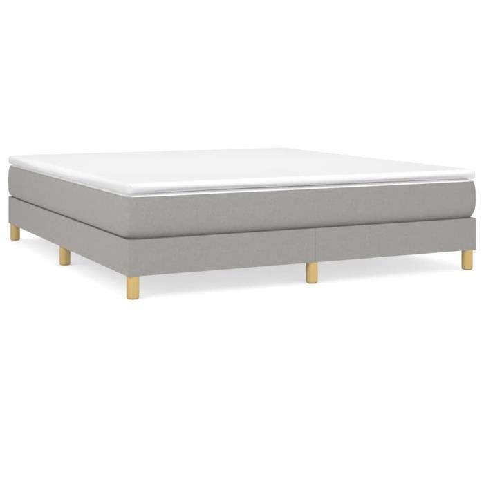 Sommier - FAFEICY - 180x200 cm - Tissu 100% polyester - Gris clair - Design contemporain