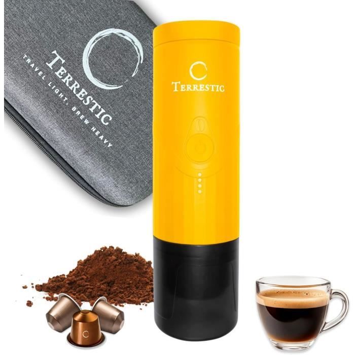 Machine à café expresso portable électrique étui de protection de voyage rigide jaune mat - Terrestic