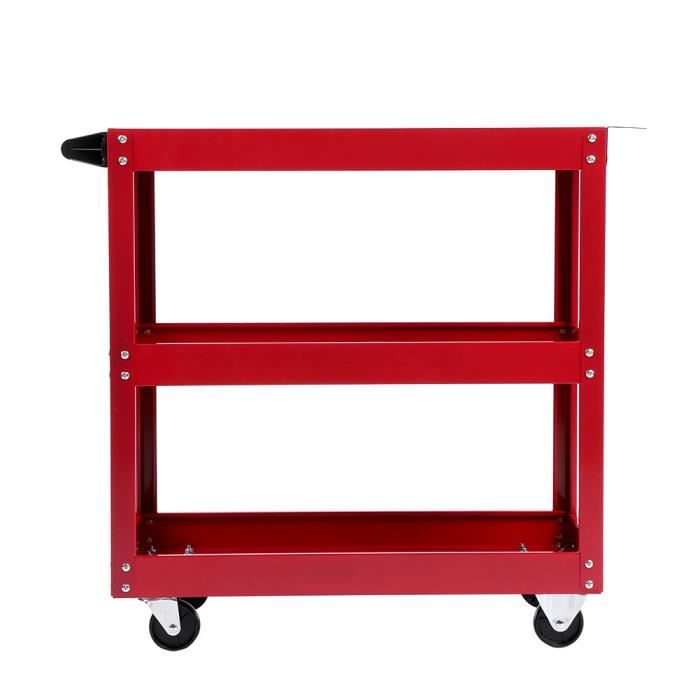 Servante D'atelier Chariot à Outils 3 Étages LARBANKE - Capacité 200kg - Étages Réglables - 4 Roues Avec Freins - Garage Atelier Chariot Service Garage