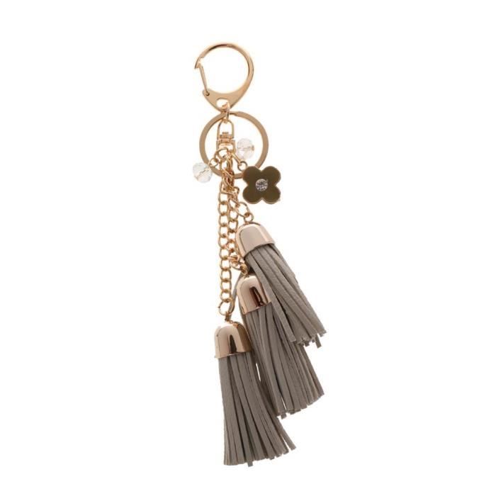 12pc chaîne dorée gland porte clés en cuir gland porte clés 2 couches