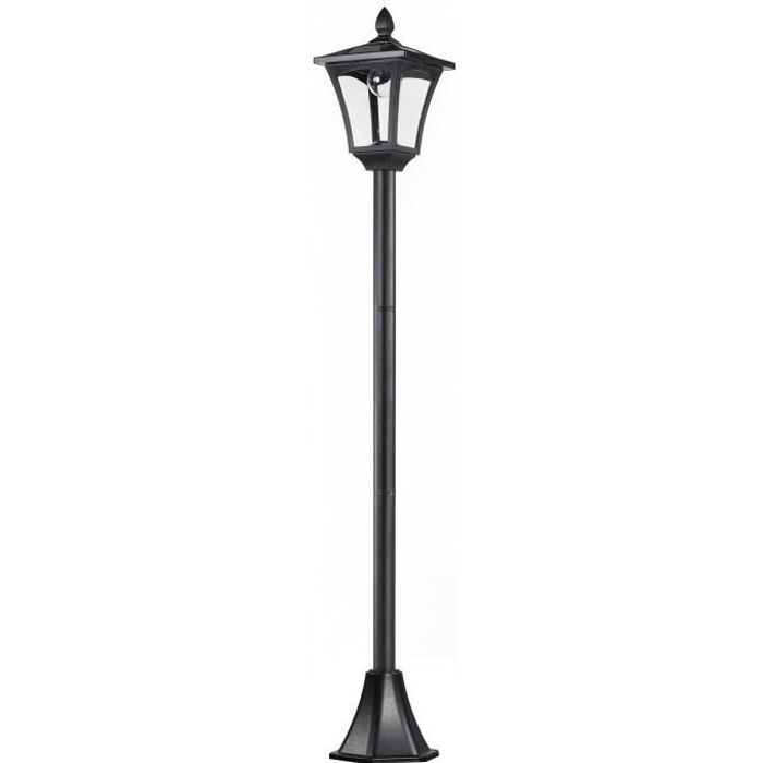 Outsunny Luminaire extérieur lampadaire sur pied solaire lampadaire lanterne classique LED 40 Lm dim. 18L x 18l x 160H cm noir