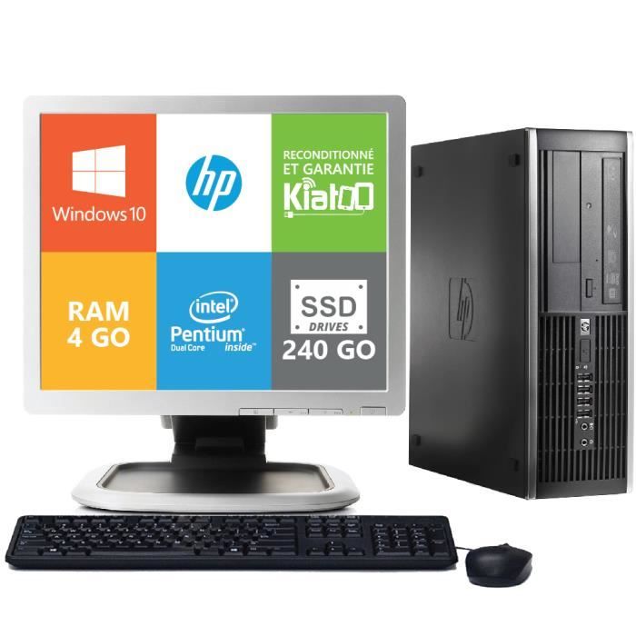 HP - 6000 - Ordinateur de bureau - Processeur Intel Dual Core - RAM 4 Go - Stockage SSD 240 Go - 17 - Windows 10 - Reconditionné - Hewlett packard