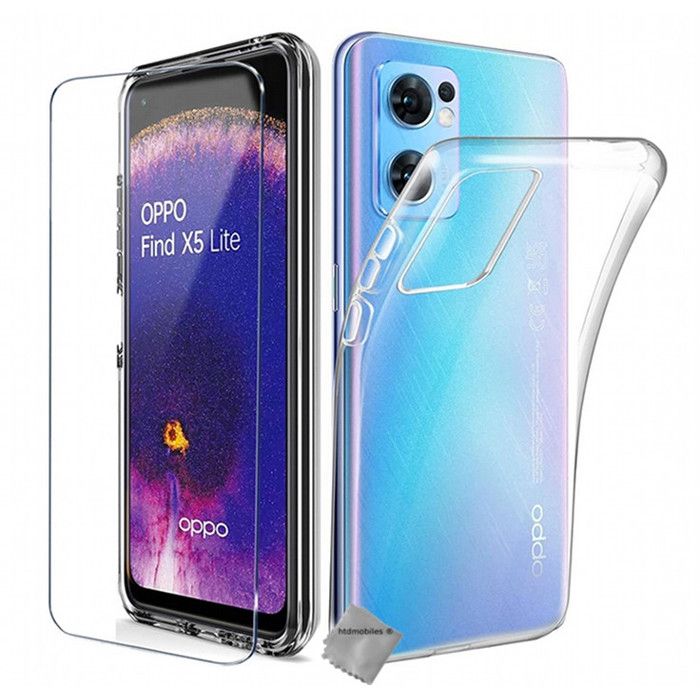Coque Silicone Fine + Verre Trempé Pour Oppo Find X5 5G – Transparent – Neuf