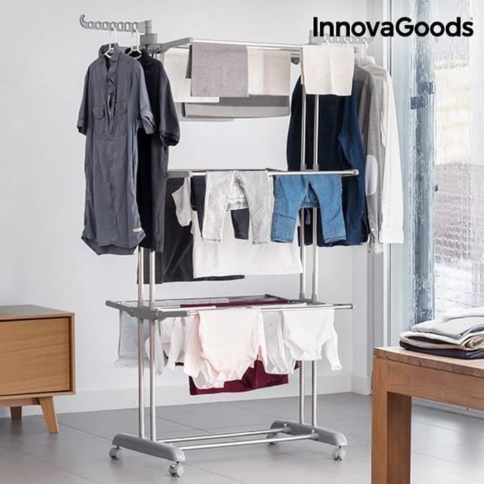 Étendoir à Linge Pliant avec Roues InnovaGoods (18 Barres)