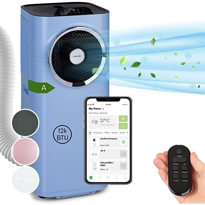 Climatiseur mobile avec évacuation Klarstein 12000 BTU Fonction ventilateur & déshumidificateur