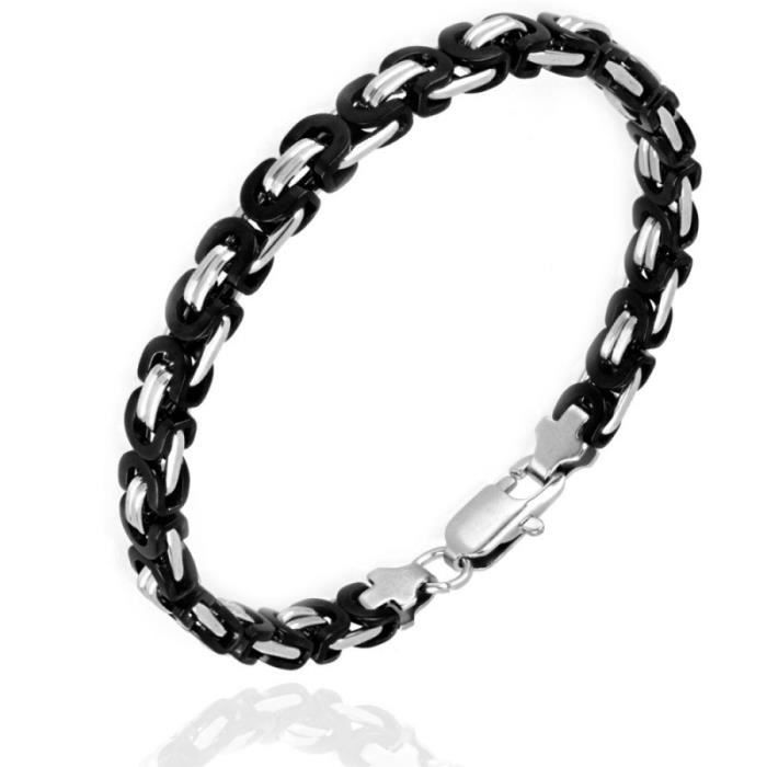 Bracelet - LATELIER DAZUR - Homme - Acier - Maillons Noir - Longueur 21cm