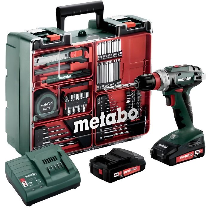 Metabo Bs 18 Quick Set 602217880 Perceuse Visseuse Sans Fil 18v 2x2ah Li Ion Chargeur Sc 30 Coffret Atelier Mobile 74 Pcs 602 Achat Vente Perceuse Metabo Bs 18 Quick Set 602217880